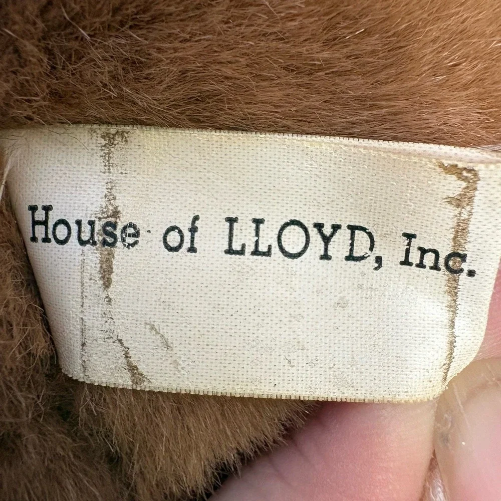 Vintage House of Lloyd Teddy Bear Plush Korea Brown Stuffed Animal Red Bow